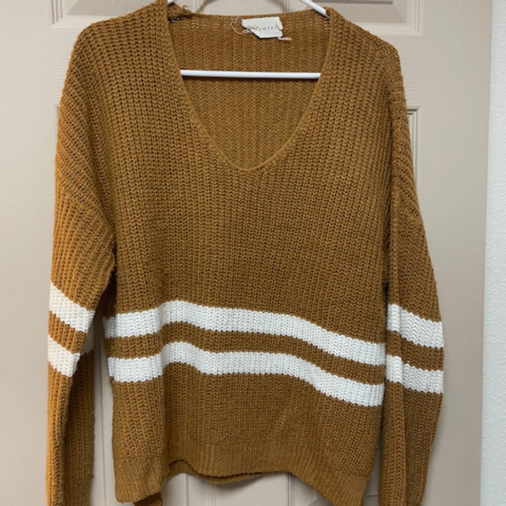 Dreamers Darcy Varsity Stripe Sweater in yellow